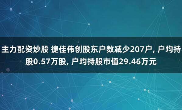 主力配资炒股 捷佳伟创股东户数减少207户, 户均持股0.57万股, 户均持股市值29.46万元