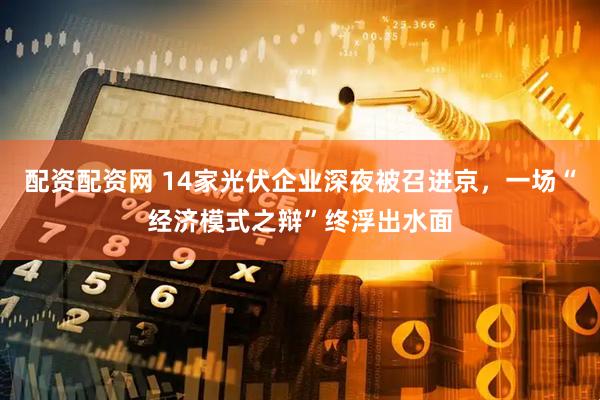 配资配资网 14家光伏企业深夜被召进京，一场“经济模式之辩”终浮出水面